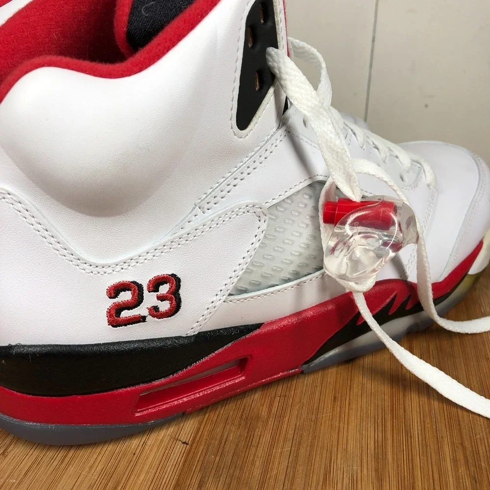 Nike Air Jordan Air 5 Mens 8.5 shoes white OG Fire Red Basketball sneakers